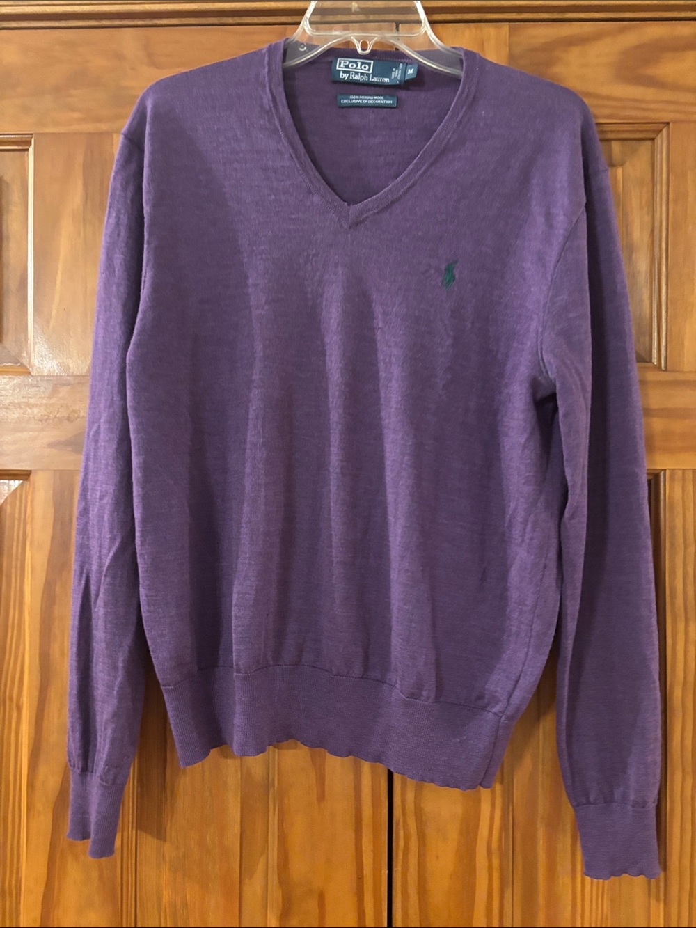 Polo by Ralph Lauren Purple V-Neck Sweater with Green Pony